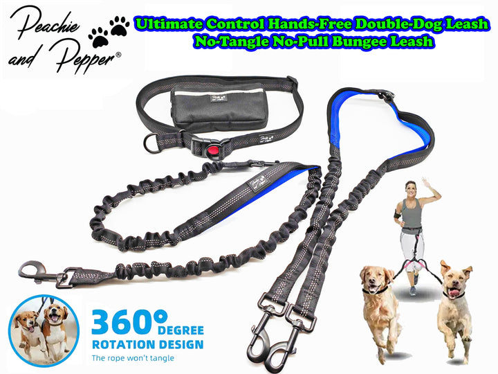 Ultimate Control Hands-Free Double-Dog Leash No-Tangle No-Pull Bungee Leash