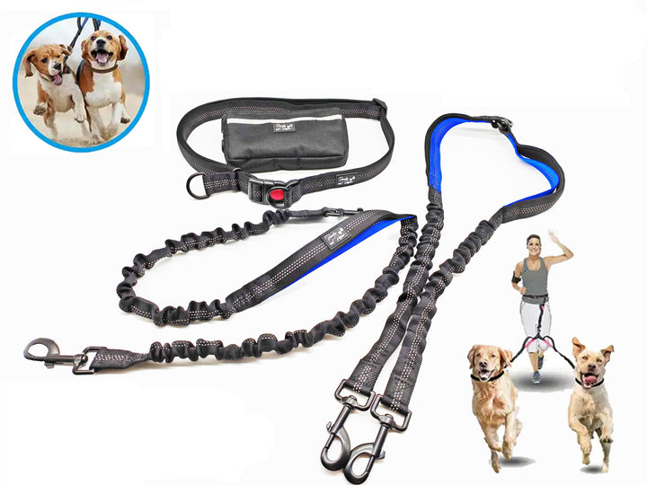 Ultimate Control Hands-Free Double-Dog Leash No-Tangle No-Pull Bungee Leash