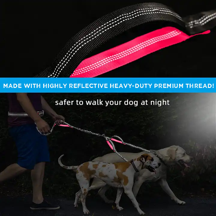 Ultimate Control Hands-Free Double-Dog Leash No-Tangle No-Pull Bungee Leash