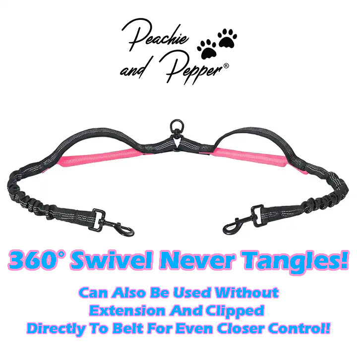 Ultimate Control Hands-Free Double-Dog Leash No-Tangle No-Pull Bungee Leash